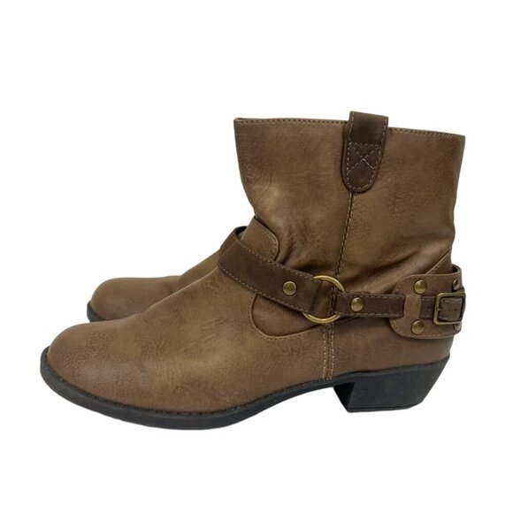 Kenneth Cole Taylor Brown Leather Western Harness Short Moto Engineer Boots Size - Picture 4 of 10